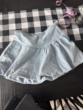 Madden Girl Light Blue Denim Skater Mini Skirt